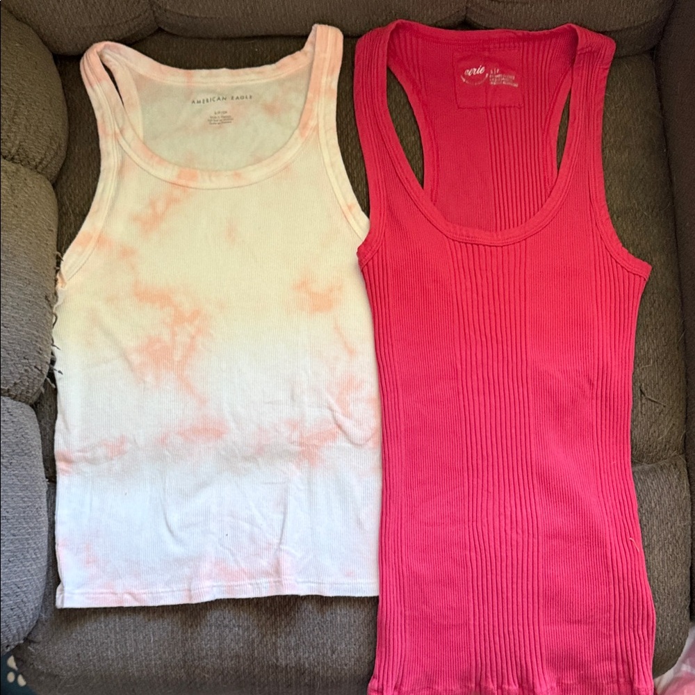 American Eagle Outfitters Pink and White Tie-Dye Top